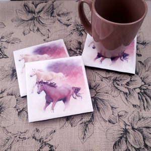 Drink Coasters | Kicking Up The Dust | Horses | Set of 4